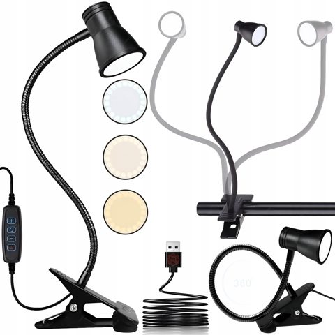 Lampka LED na klips 5 W USB z pilotem