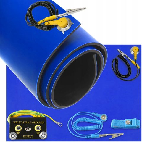 Mata ESD antystatyczna serwisowa 600x1200 niebieska + opaska