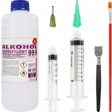 Zestaw strzykawki, igły, pędzel, szpatułka + IPA 1000 ml